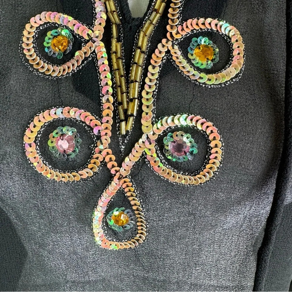 Forecast Sheer Beaded Sequin Swim Cover Up Top Tunic Black Size S NWT - Picture 7 of 9